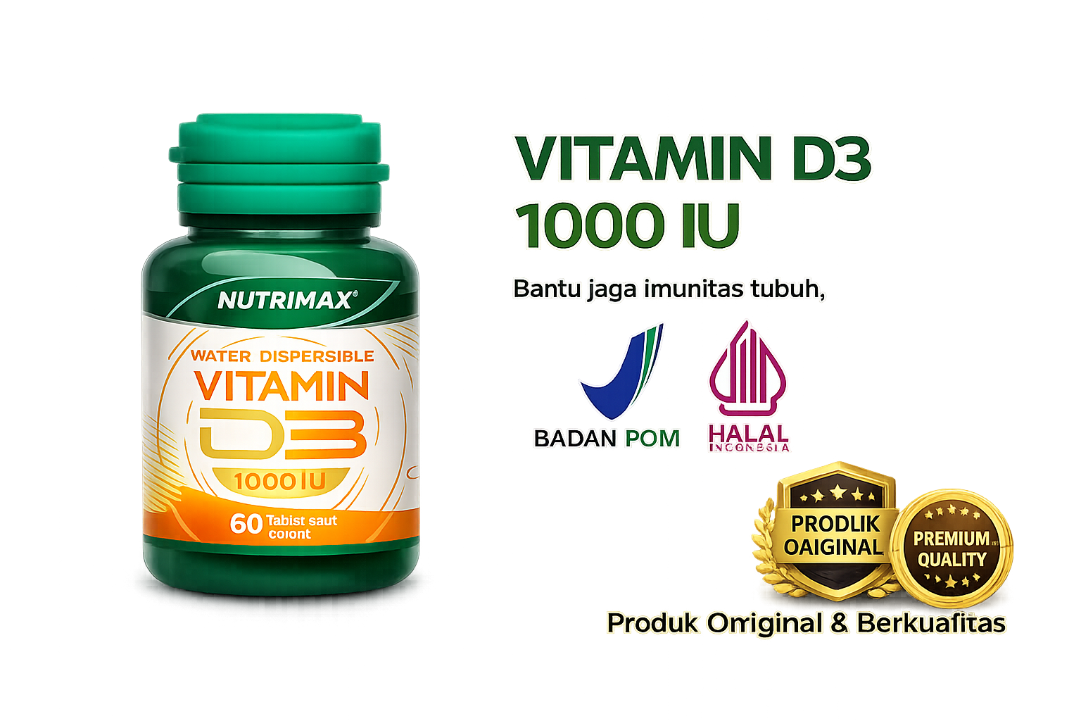 Suplemen vitamin D3 1000 IU untuk kebutuhan harian